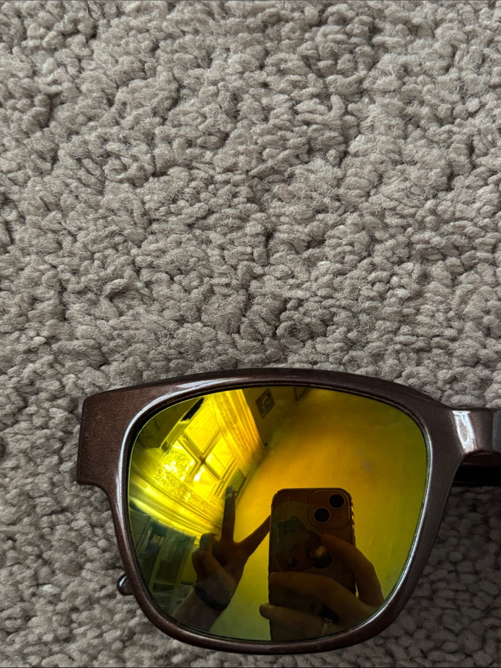 Joy Mangano Men's Brown Frame Sunglasses with Yellow Mirrored Lenses